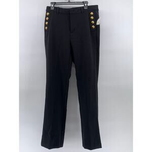 GAP Women's Black-Gold Mid-Rise Baby Boot Sailor Regular-Fit Pant SZ 14